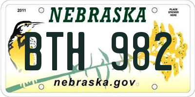 NE license plate BTH982