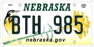 NE license plate BTH985