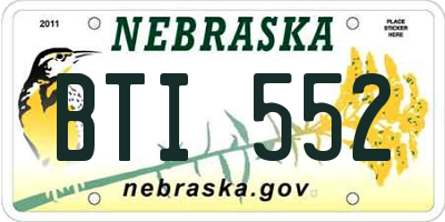 NE license plate BTI552