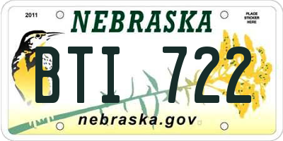 NE license plate BTI722