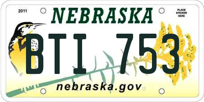 NE license plate BTI753