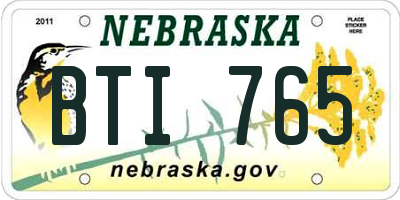 NE license plate BTI765