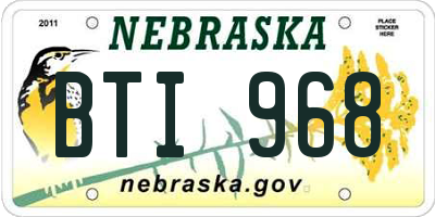 NE license plate BTI968