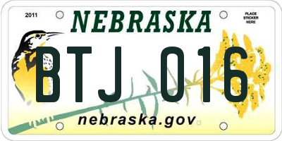 NE license plate BTJ016