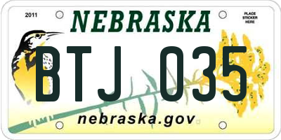 NE license plate BTJ035