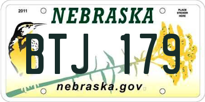 NE license plate BTJ179