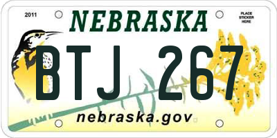 NE license plate BTJ267