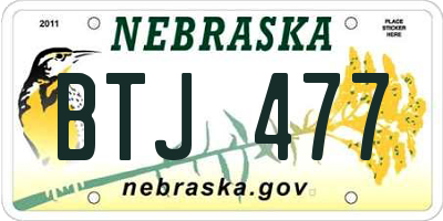 NE license plate BTJ477