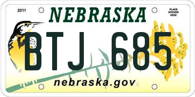 NE license plate BTJ685