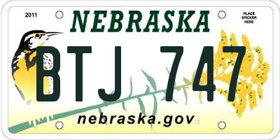NE license plate BTJ747