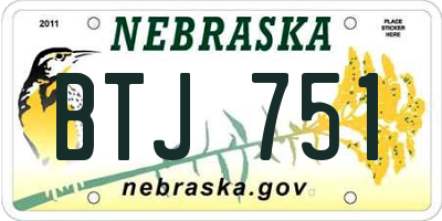 NE license plate BTJ751