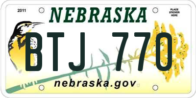 NE license plate BTJ770