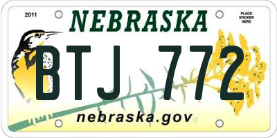NE license plate BTJ772