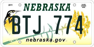 NE license plate BTJ774