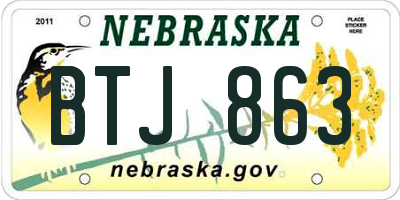 NE license plate BTJ863