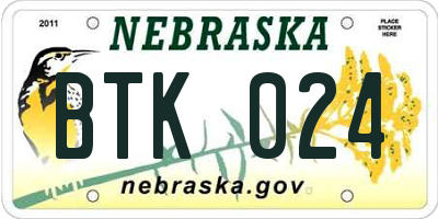 NE license plate BTK024