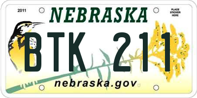 NE license plate BTK211