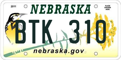 NE license plate BTK310