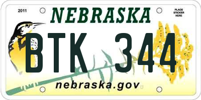 NE license plate BTK344
