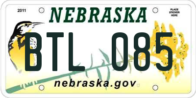 NE license plate BTL085