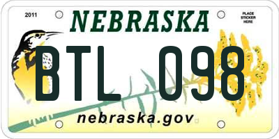NE license plate BTL098