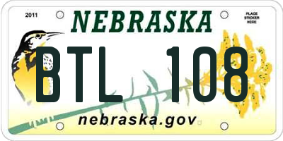 NE license plate BTL108