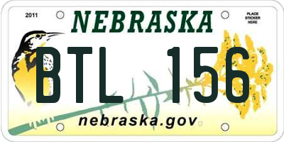 NE license plate BTL156