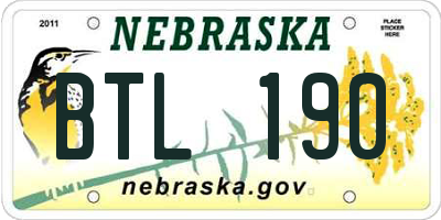 NE license plate BTL190