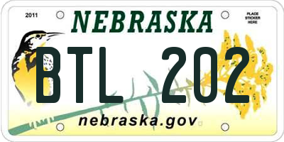 NE license plate BTL202