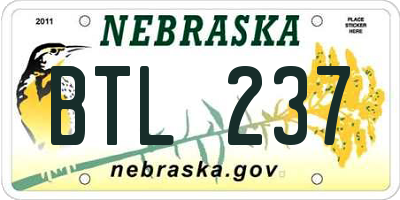NE license plate BTL237