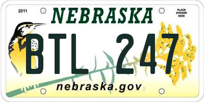 NE license plate BTL247
