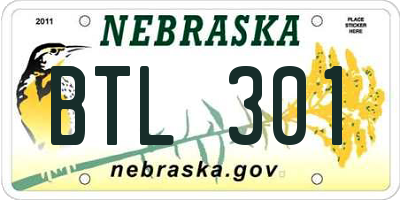 NE license plate BTL301