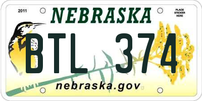 NE license plate BTL374