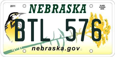 NE license plate BTL576