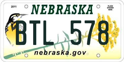 NE license plate BTL578