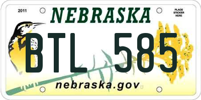 NE license plate BTL585