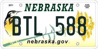 NE license plate BTL588