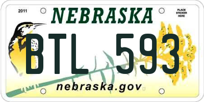 NE license plate BTL593
