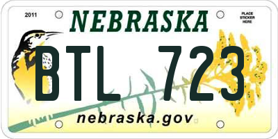 NE license plate BTL723
