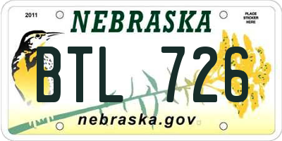 NE license plate BTL726