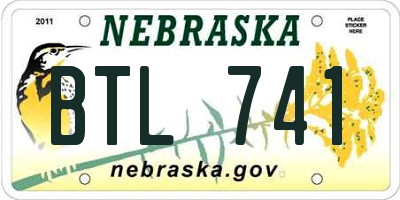NE license plate BTL741
