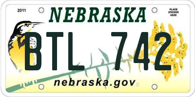 NE license plate BTL742