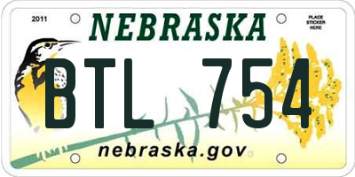 NE license plate BTL754