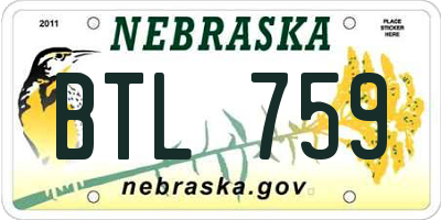 NE license plate BTL759