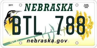 NE license plate BTL788