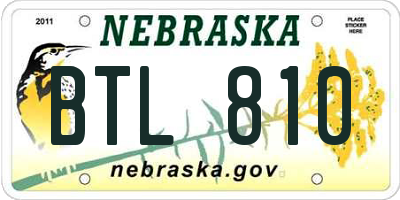 NE license plate BTL810