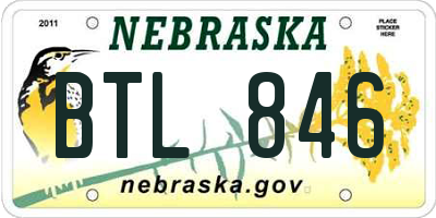 NE license plate BTL846