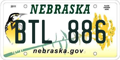 NE license plate BTL886