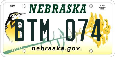 NE license plate BTM074