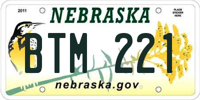 NE license plate BTM221